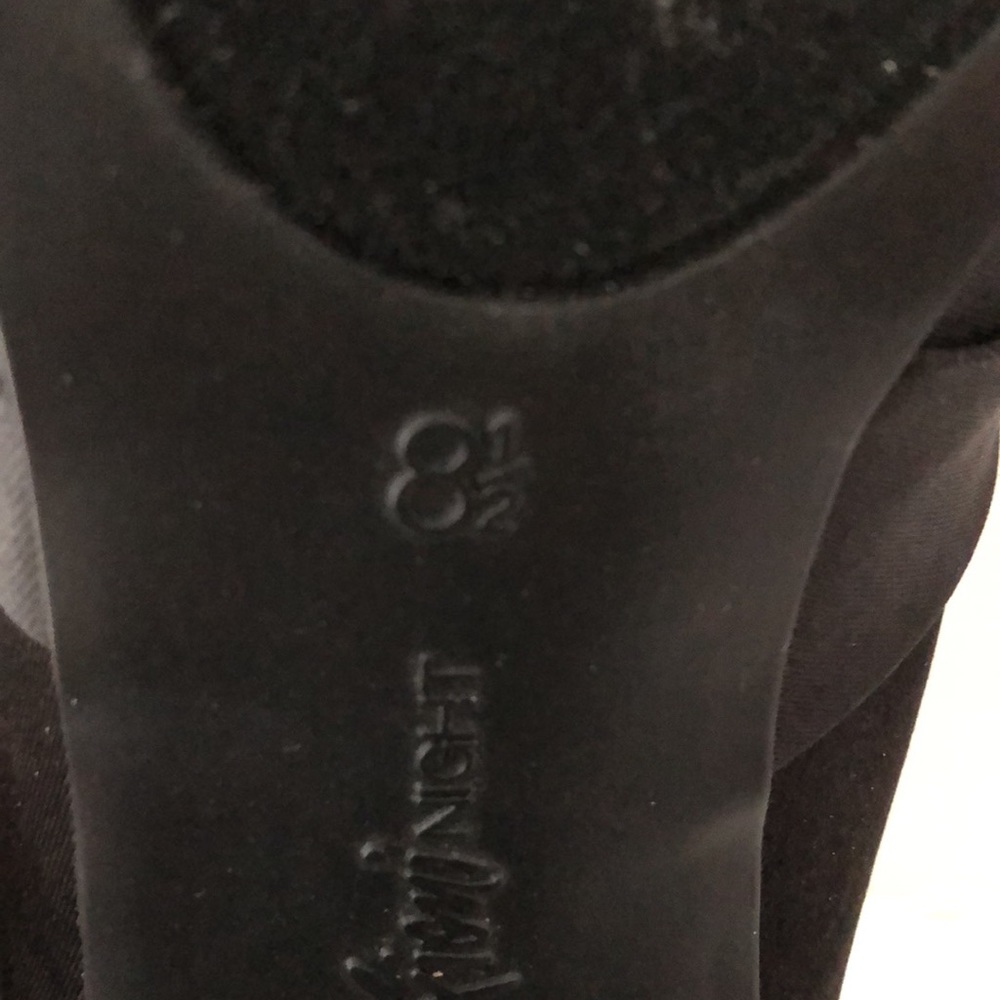 Fioni Night Black Satin Heels Shoes SZ 8.5 - Picture 7 of 10